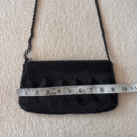 Vintage 1960s Black Beaded Zigzag Shoulder Bag – Handmade Hong Kong - Picture 9 of 13
